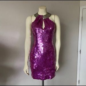 Vintage Iridescent Pink Sequin Disco Dress